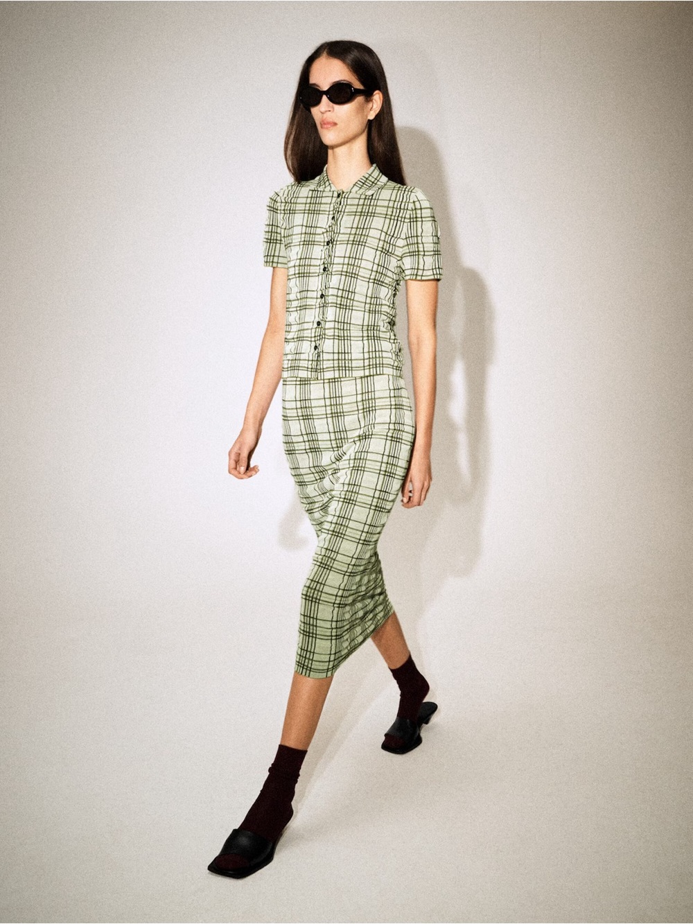 NWT (size small) COS CHECKED COTTON-JACQUARD MIDI SKIRT - Picture 4 of 10